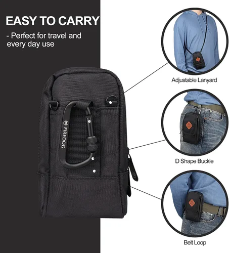 Miniatura 5 de FIREDOG Bolsa a prueba de olores, bolsa a prueba de olores para perro probada Mini bolsas de cruce para almacenamiento de viaje (negro)