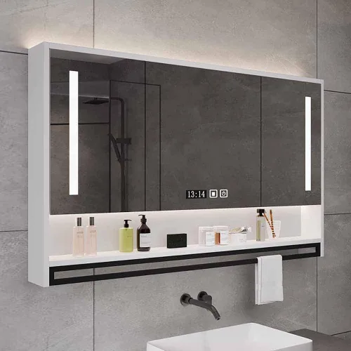 Miniatura 11 de Armario moderno de pared de baño de 40 x 30 pulgadas, gabinete inteligente con espejo de tocador con antivaho, botiquín iluminado por LED