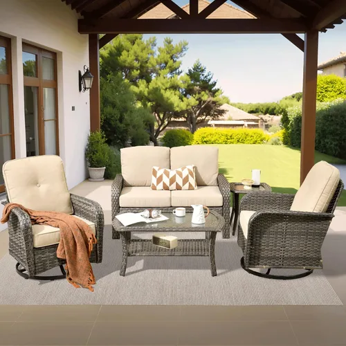 Miniatura 24 de ovios Juego de 2 piezas de muebles para patio, sillas de mimbre para exteriores de 2, sillas de ratán de respaldo alto para todo tipo de clima de 2