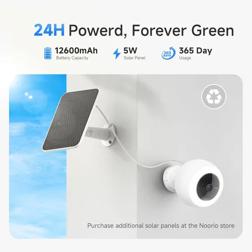 Miniatura 6 de Noorio Paquete cuádruple de cámara de seguridad inalámbrica B310 con resolución 2K y paquete de panel solar A201