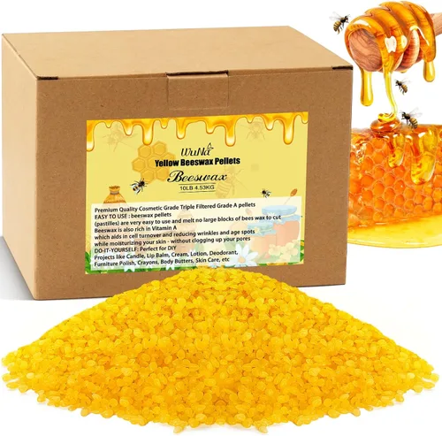 Miniatura 6 de Gránulos de cera de abeja amarilla de 5 libras, cera de abeja de grado alimenticio, cera de abeja triple filtrada para hacer velas, pastillas