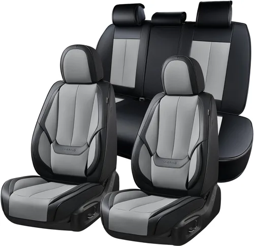 Miniatura 30 de Coverado Juego completo de fundas de asiento de automóvil, fundas de asiento negras para asientos delanteros y traseros de automóvil, protector