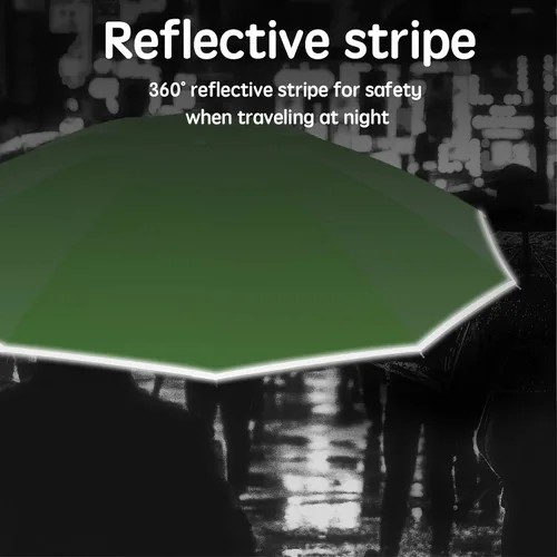 Miniatura 5 de RainBOSS Automatic Travel Umbrella with 10 Ribs, Large Windproof Umbrellas for Rain & Sun, Compact Folding Inverted Umbrella with Reflective Stripe