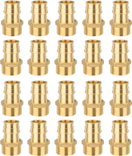 Miniatura 22 de Paquete de 5 accesorios PEX-A, adaptador NPT hembra de expansión de latón de 1 x 1 pulgada, adaptador roscado hembra PEX ASTM F1960 para tubos Pex