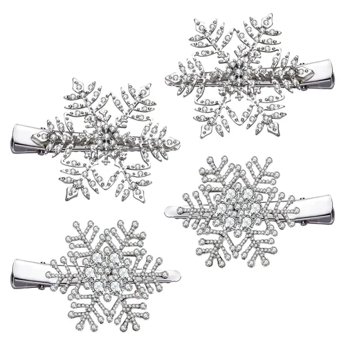 Miniatura 6 de PHALIN Pinzas para el cabello de Navidad para mujer, corona de copos de nieve, campanas de reno, horquillas para el pelo con diamantes de imitación