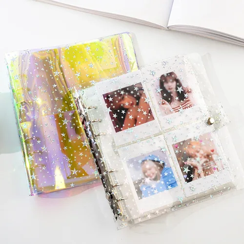 Miniatura 2 de Álbum de fotos de PVC transparente con purpurina de 3 pulgadas para cámara Instax Fujifilm, soporte para tarjeta fotográfica Kpop, portatarjetas