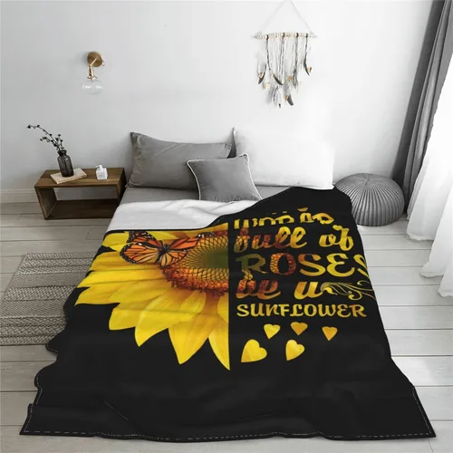 Miniatura 7 de Manta de mariposa de girasol, suave, cálida, ligera, acogedora manta de felpa para cama, sofá, oficina, decoración de regalos para niños y mujeres