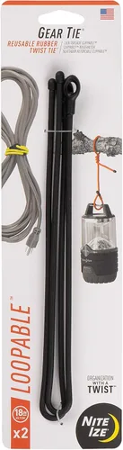 Miniatura 19 de Nite IZE Gear Tie Loopable, el original lazo de goma reutilizable con lazo integrado resistente, 12 pulgadas, negro, paquete de 2, fabricado