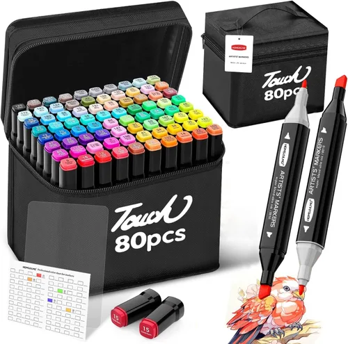Miniatura 11 de HOMESILMO - Juego de bolígrafos de alcohol de 48 colores, bolígrafo de alcohol para adultos de doble punta, suministros de arte de bocetos mixtos