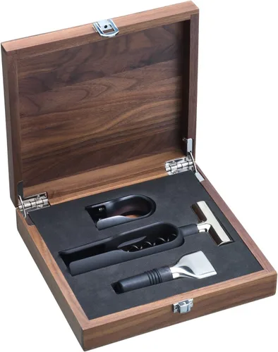 Miniatura 3 de WMF Baric - Juego de sacacorchos de vino de 3 piezas, accesorios para vino, cortador de aluminio, tapón de botella, en caja de madera de nogal