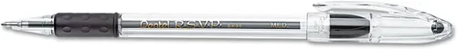 Pentel R.S.V.P. Bolígrafo, trazo medio, tinta azul, paquete de dos unidades (BK91BP2C), Negro