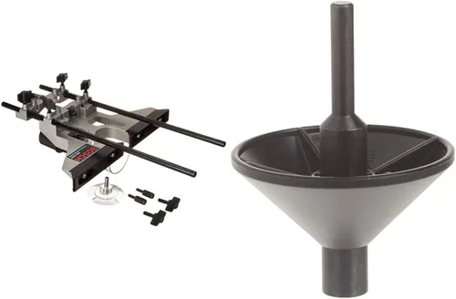 Bosch RA1151 – Pasador y cono de centrado de la sub-base de la rebajadora con guía lateral de rebajadora de lujo Bosch con campana de extracción de
