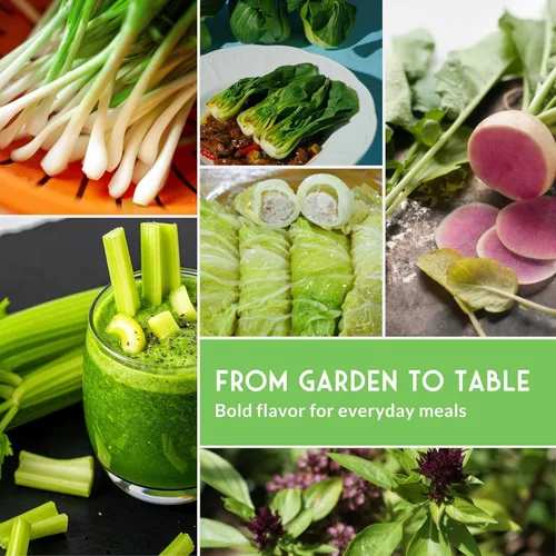 Miniatura 5 de Survival Garden Seeds - Bóveda de semillas asiáticas de recolección de verduras para plantar - Albahaca tailandesa, repollo napa, cantón pak choi