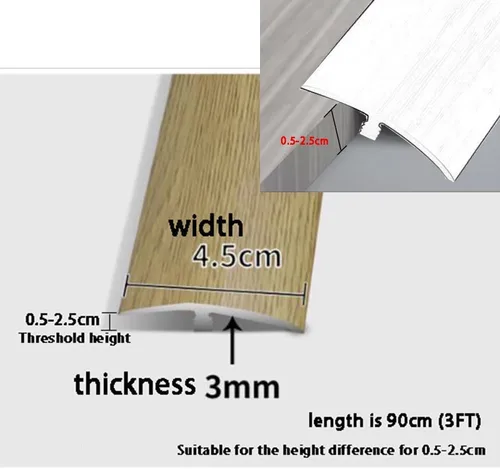 TOCTUS Tira de umbral de transición de piso de PVC, reductor de umbrales para puertas, cubierta de borde de vinilo laminado de vinilo, barra de