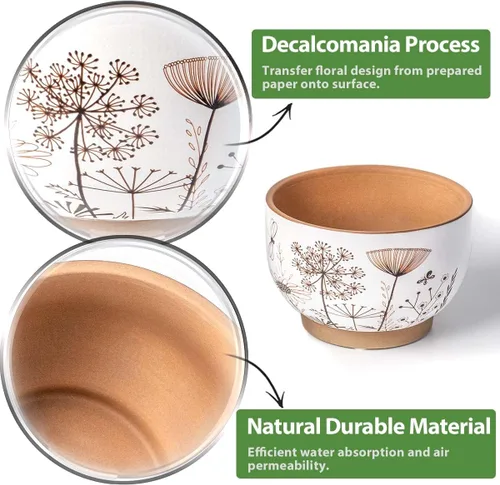 Miniatura 6 de YBX Macetas de Cerámica de 8 Pulgadas + 6 Pulgadas para Plantas, Macetas para Flores Suculentas con Agujeros de Drenaje, Jardineras de Terracota