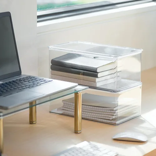 Miniatura 8 de iDesign Caja de zapatos apilable – Caja de zapatos de plástico con tapa con bisagras – Transparente – Fabricado en Estados Unidos