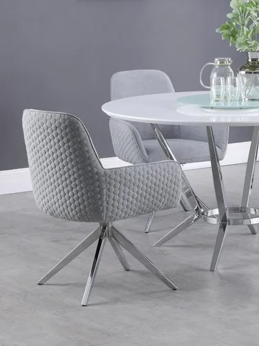 Miniatura 2 de Coaster Home Furnishings - Abby - Silla de comedor de tela - Base giratoria de 360 grados, brazos bajos y respaldo alto, asientos anchos