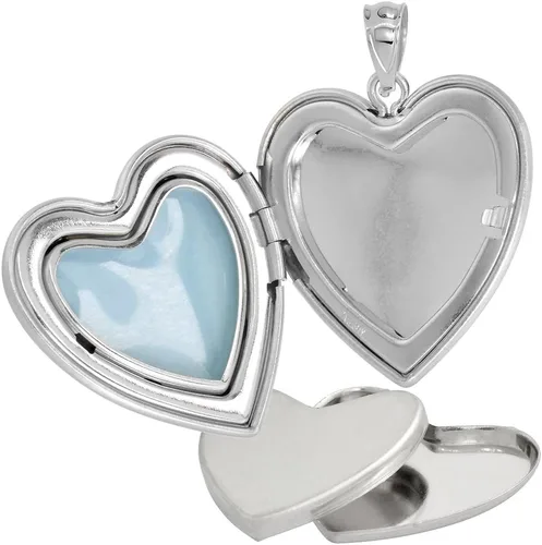 Miniatura 4 de Collar de plata de ley con forma de corazón de diamanteurna de 1 imagen de 1 pulgada