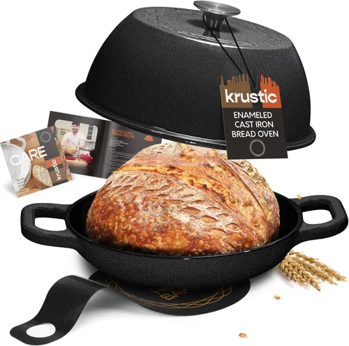Horno holandés de hierro fundido esmaltado para hornear pan de masa madre | Olla de 6 cuartos de galón con tapa | Juego de utensilios de cocina de