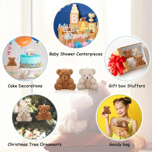 Miniatura 4 de Chivao 20 piezas de mini osos de peluche a granel de 4 pulgadas de oso pequeño a granel para niños, fiesta de cumpleaños, intercambio de aula, baby