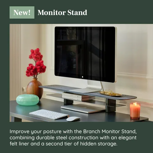 Miniatura 2 de Branch Soporte para monitor, elegante y duradero, soporte de acero con recubrimiento en polvo con forro de fieltro suave, pequeño elevador