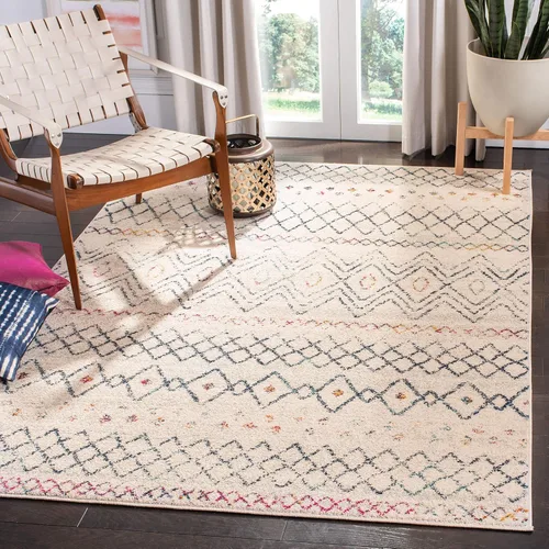 Miniatura 15 de SAFAVIEH Madison Collection - Alfombra decorativa de 2 x 3 pies, color marfil y carbón, diseño marroquí bohemio envejecido, no desprende pelusa