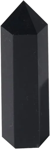 Miniatura 14 de Luckeeper Varitas de cristal curativo Obsidiana negra de 2 pulgadas 6 terapias de meditación de chakras de Reiki facetadas