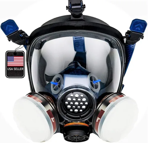 Miniatura 16 de Parcil Distribution Full Face Respirator Mask - Air Purifying, Organic Vapor & Particulate - Industrial Use - CE Tested Pd-100 Azul Ártico