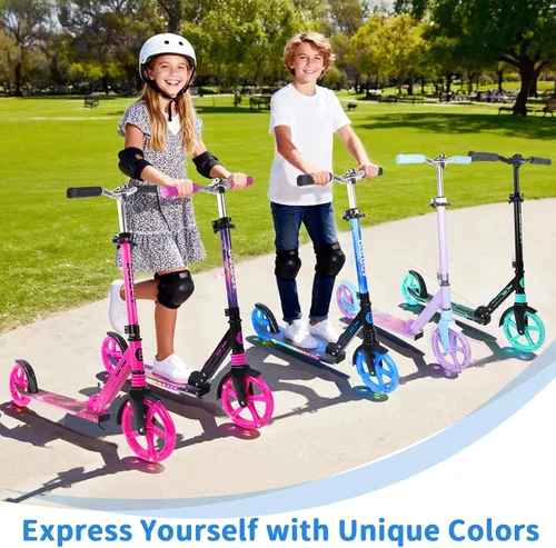 Miniatura 8 de BELEEV V5 Plus Patinete para niños de 6 años en adelante, adolescentes con ruedas y plataforma iluminadas, patinete plegable deportivo de 2 ruedas