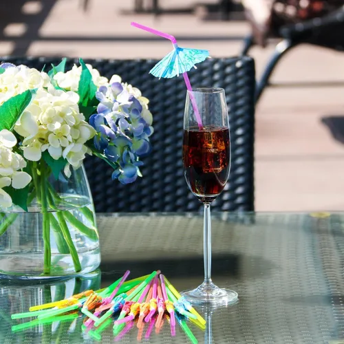 Miniatura 4 de ALINK 50 Pajillas con Sombrilla Parasol, Suministros de Decoración para Fiestas en la Playa de Cóctel de Luau en Estilo Hawaiiano Diseño de paraguas