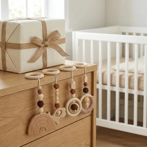 Miniatura 6 de Toddmomy Juguetes de madera para colgar de madera, 4 piezas, juguete colgante de actividad de madera, decoración sensorial para guardería