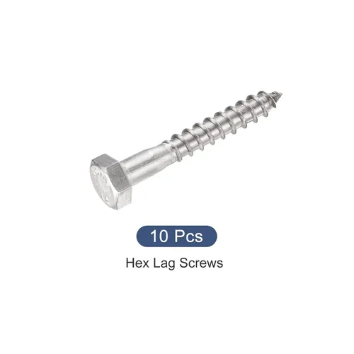 Miniatura 5 de METALLIXITY Tornillos hexagonales (M6 x 1.575 in), 10 unidades, pernos de madera autorroscantes de acero inoxidable 304, para aplicaciones domésticas