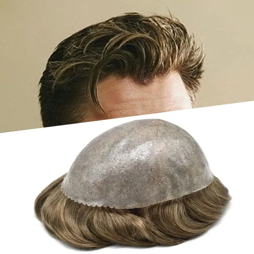 Miniatura 9 de LYRICAL HAIR Toupee para hombres, todos los postizos de piel de polietileno, negro, marrón, rubio, sistema de cabello humano, repuesto natural, #22R