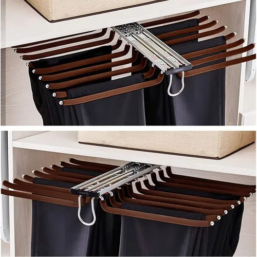 Miniatura 2 de Perchero extraíble para armario, 22 brazos, extensible, soporte para pantalones deslizantes de acero, barra de suspensión para organizadores