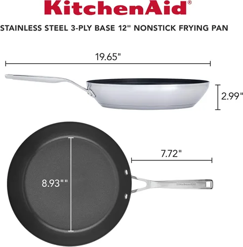 Miniatura 2 de KitchenAid - Cacerola de acero inoxidable cepillada base de 3 capas con tapa