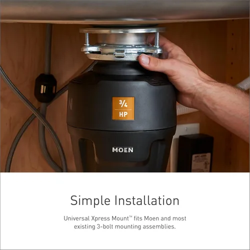 Miniatura 3 de Moen Chef Series 1 HP - Triturador de basura con alimentación continua y luz, reducción de ruido para debajo del fregadero, incluye cable