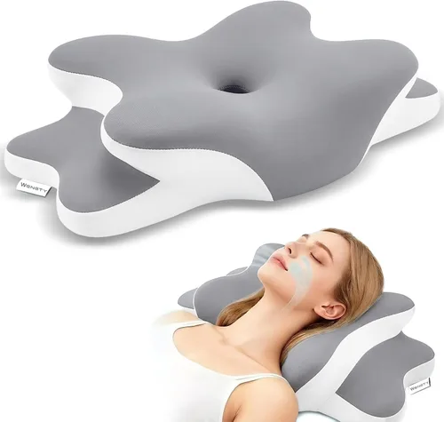Miniatura 10 de Dreams - Almohada de alivio para la apnea del sueño con alivio del cuello y ronquidos, almohada ortopédica y ergonómica de espuma viscoelástica