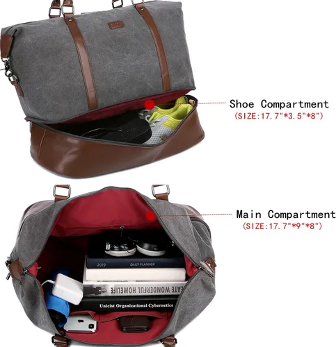 Miniatura 4 de BAOSHA HB-28 - Bolsa de lona para mujer para la noche o el fin de semana, gris, Moderno Equipada