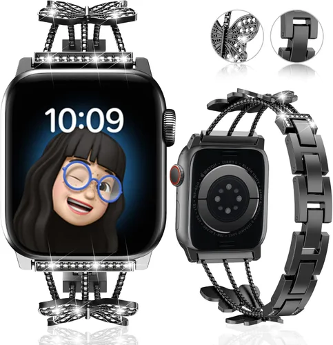 Miniatura 2 de Compatible con Apple Watch Band de 1.99, 1.77, 1.73, 1.65, 1.61, 1.57 y 1.49 pulgadas, pulsera elegante de metal brillante para mujer para iWatch