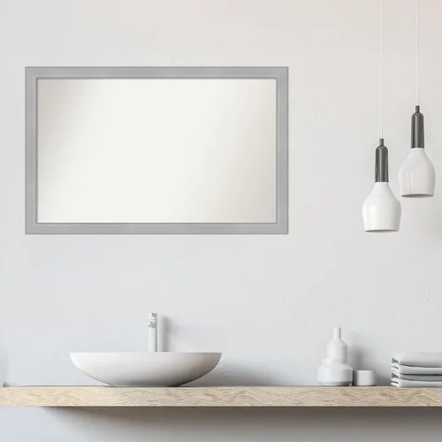 Miniatura 5 de Amanti Art Vista - Espejo de baño estrecho de níquel cepillado, espejo de pared o espejo de tocador de baño sobre fregadero