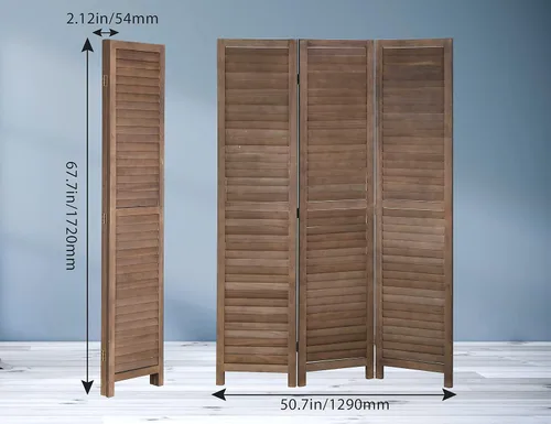 Miniatura 6 de Divisores de habitación de madera de 3 paneles y pantallas de privacidad plegables, divisores y divisores de habitación de 5.64 pies de alto y 4.2