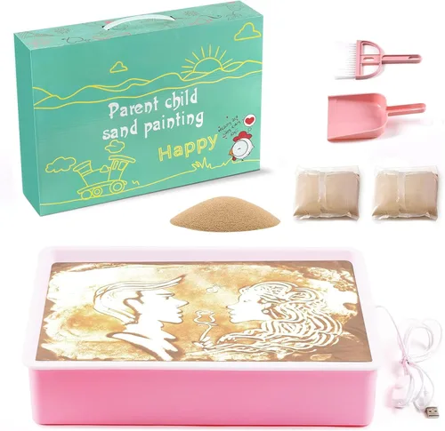 Miniatura 2 de Odoorgames Caja de luz de pintura de arena, mesa de luz sensorial para niños, 3 temperaturas de color y 10 niveles de brillo ajustable, 16 pulgadas