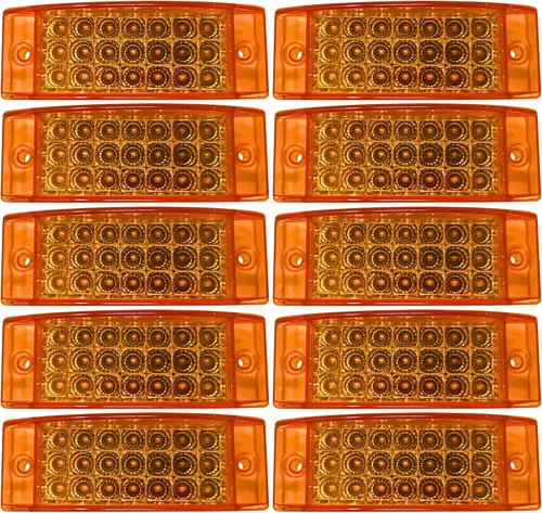 All Star Truck Parts Cantidad de 10 luces LED ámbar de 6 pulgadas de 21 LED de marcador lateral de separación, rectángulo, 12 V, camión, remolque,