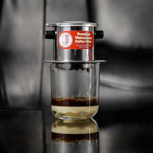 Miniatura 2 de Juego de filtros de café vietnamita También se le conoce como cafetera vietnamita o prensa extragrande, Acero inoxidable