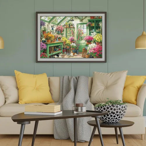 Miniatura 5 de Rompecabezas de Cobertizo de Jardín de 1000 Piezas para Adultos - Arte Desafiante de Cobertizo de Trasplante e Invernadero, Acabado Mate Premium