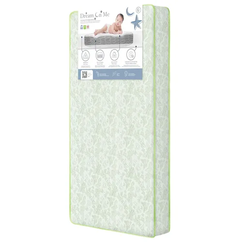 Dream On Me Colchón de cama superior, se adapta a cunas estándar de tamaño completo y camas para niños pequeños, diseño reversible, 52 x 28 x 6