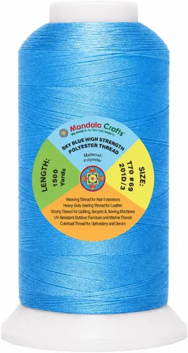 Miniatura 64 de Mandala Crafts Airforce Blue - Hilo resistente de 1500 yardas Tex 70 hilos de poliéster fuertes para coser cortinas, jeans, cuero, cabello
