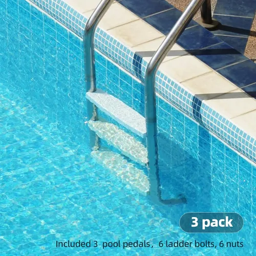 Miniatura 6 de TonGass Escalera universal para piscina de 18 pulgadas (paquete de 3) de repuesto con pernos de acero inoxidable compatible con piscinas enterradas