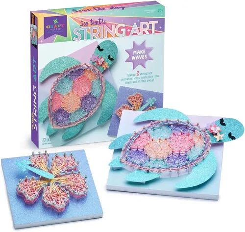 Miniatura 6 de Craft-tastic Tortuga marina de arte de cuerda para 2 divertidos proyectos de manualidades - Tortuga marina y flor de hibisco - A partir de 10 años