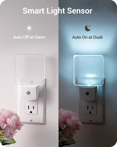Miniatura 3 de DEWENWILS Luces nocturnas que se enchufan a la pared, luces LED de noche con sensor de atardecer a amanecer, luz nocturna blanca fría para baño